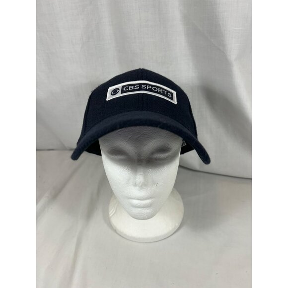 CBS Sports Navy Blue Adjustable Baseball Cap Patch Polyester Felt Strap back New - Picture 3 of 9